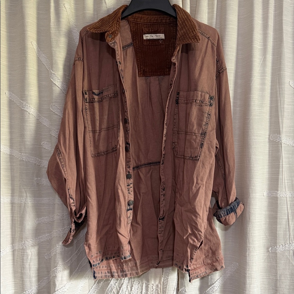 We The Free Brown Corduroy Accent Shirt